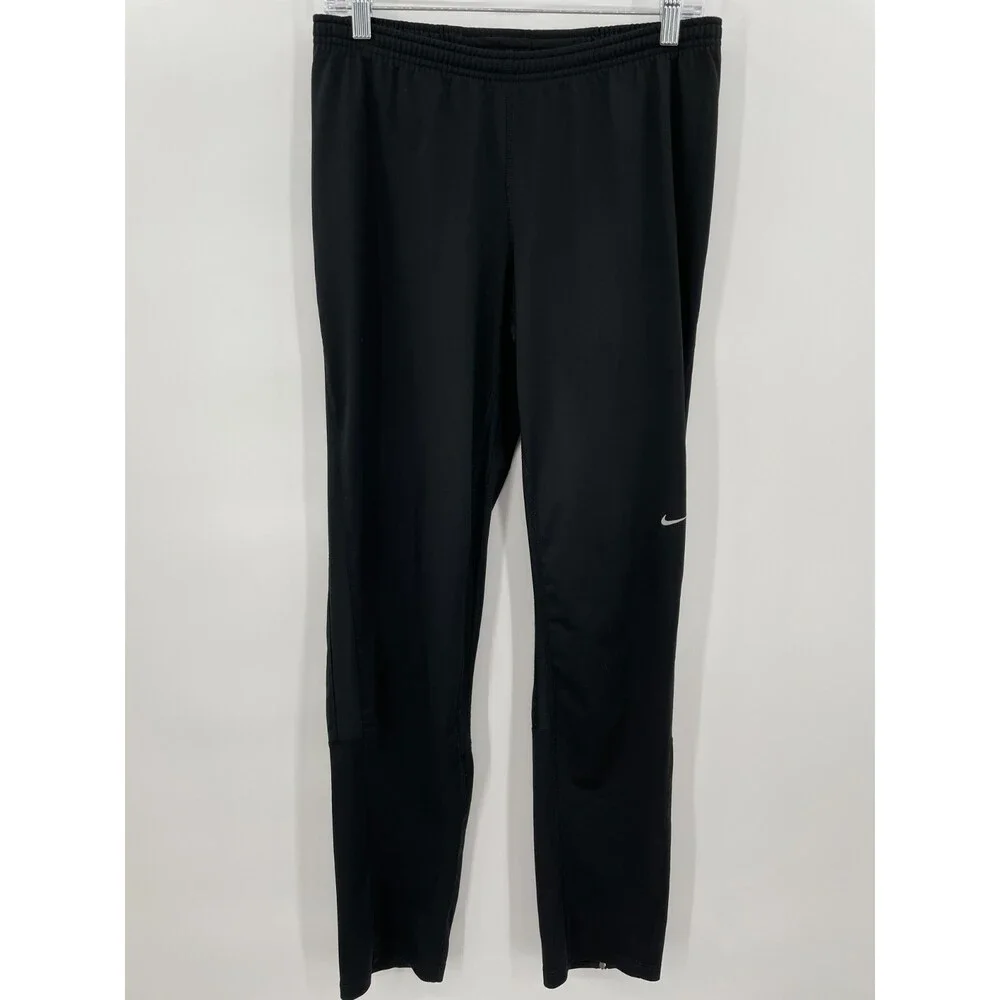 NIKE RUNNING Black Vented Mesh Zipper Running Pants Size S